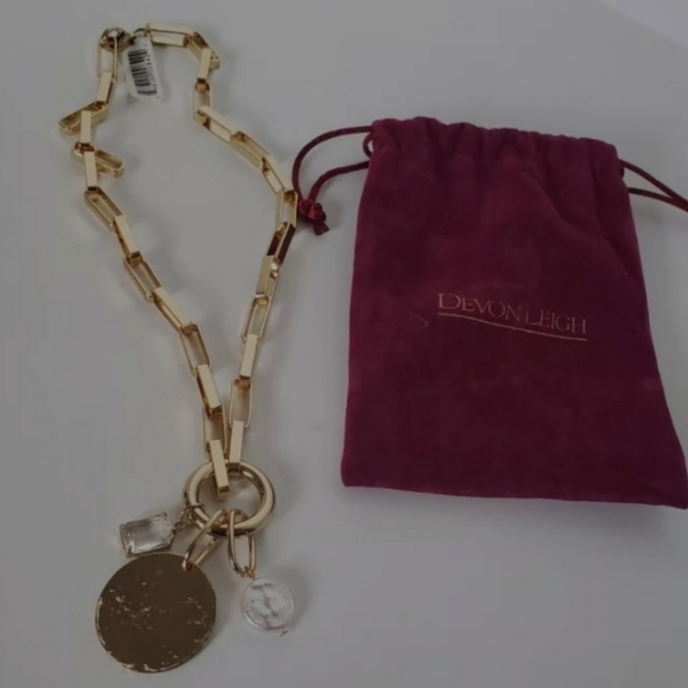 SALE UNTIL SOLD OUT: $15 Devon Leigh Women Gold tone Multi-Charm Chain Necklace